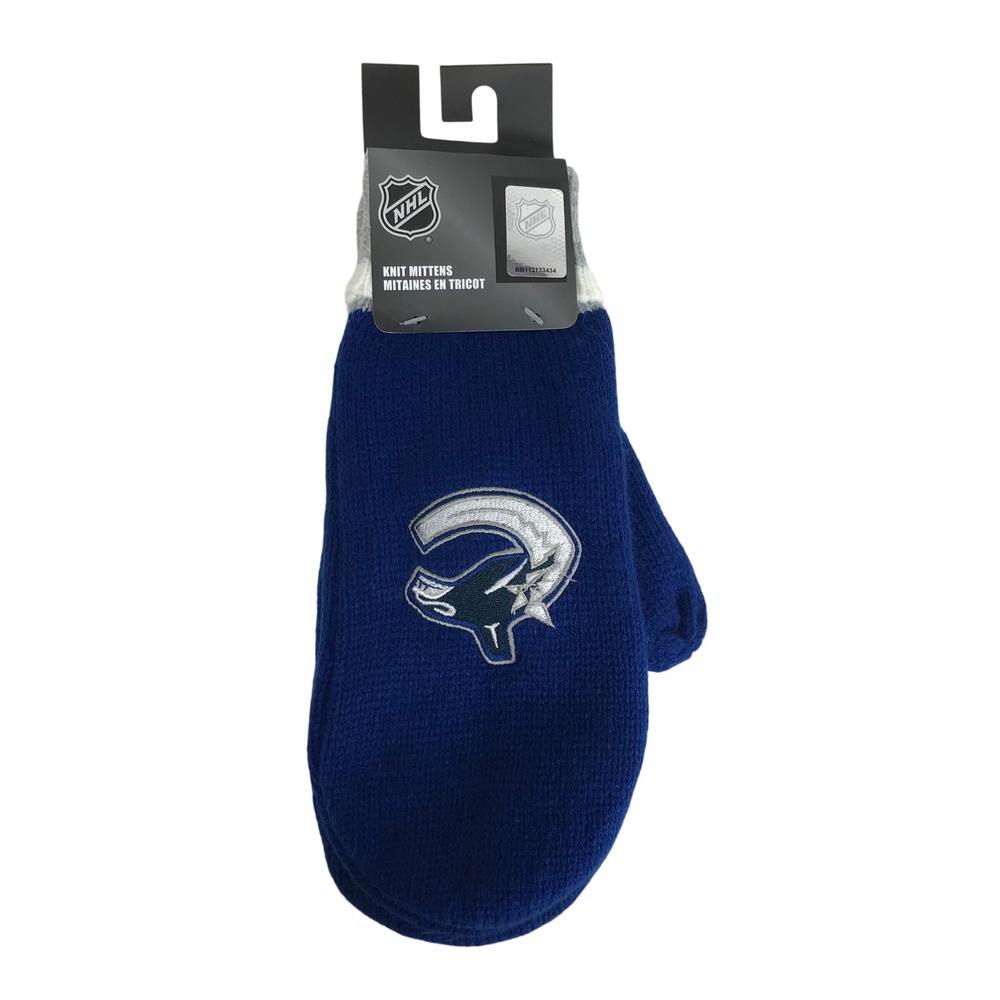 Mens NHL Vancouver Canucks Knit Mittens Official Licensed Product DK Navy OS